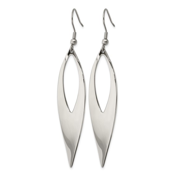 Chisel Stainless Steel Polished Dangle Shepherd Hook Earrings