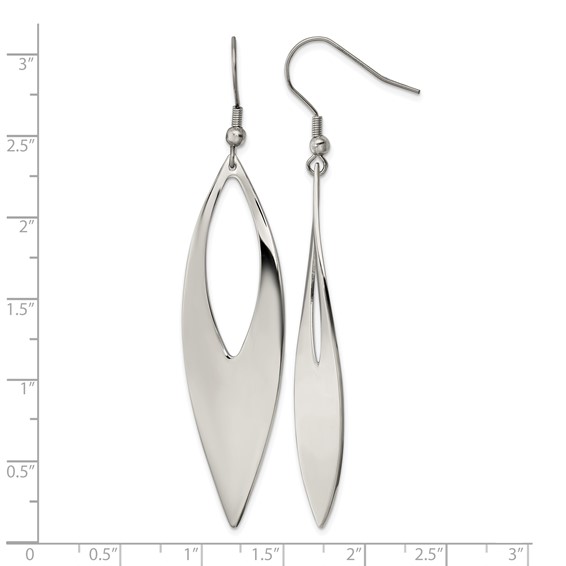 Chisel Stainless Steel Polished Dangle Shepherd Hook Earrings