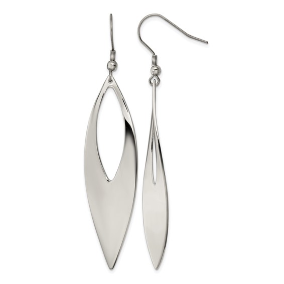 Chisel Stainless Steel Polished Dangle Shepherd Hook Earrings