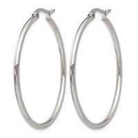 Chisel Stainless Steel Polished 40.5mm Diameter 2mm Hoop Earrings view 3