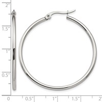 Chisel Stainless Steel Polished 40.5mm Diameter 2mm Hoop Earrings view 5