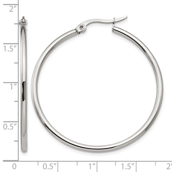 Chisel Stainless Steel Polished 40.5mm Diameter 2mm Hoop Earrings