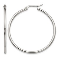 Chisel Stainless Steel Polished 40.5mm Diameter 2mm Hoop Earrings view 1