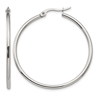 Chisel Stainless Steel Polished 40.5mm Diameter 2mm Hoop Earrings