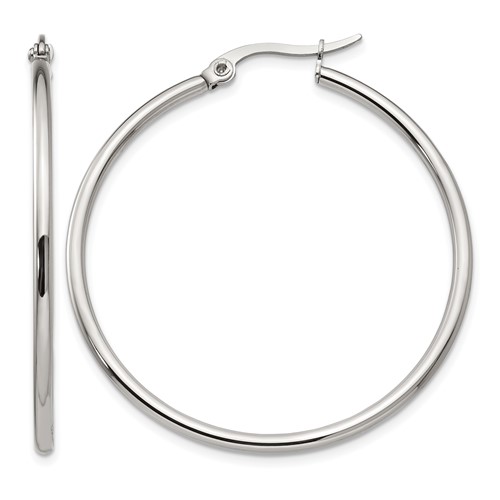 Chisel Stainless Steel Polished 40.5mm Diameter 2mm Hoop Earrings