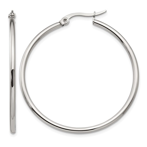 Chisel Stainless Steel Polished 40.5mm Diameter 2mm Hoop Earrings