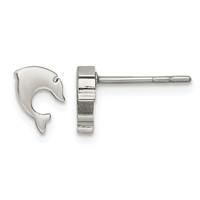Chisel Stainless Steel Polished Dolphin Post Earrings view 1