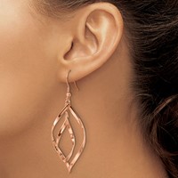 Chisel Stainless Steel Polished Rose IP-plated Dangle Shepherd Hook Earrings view 4