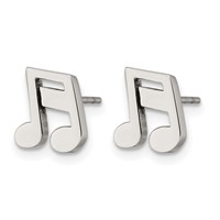 Chisel Stainless Steel Polished Music Note Post Earrings view 3