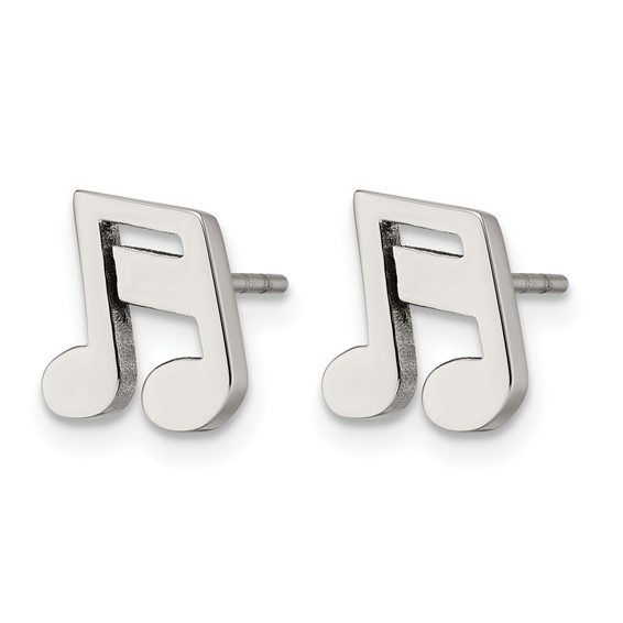 Chisel Stainless Steel Polished Music Note Post Earrings