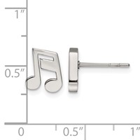 Chisel Stainless Steel Polished Music Note Post Earrings view 5