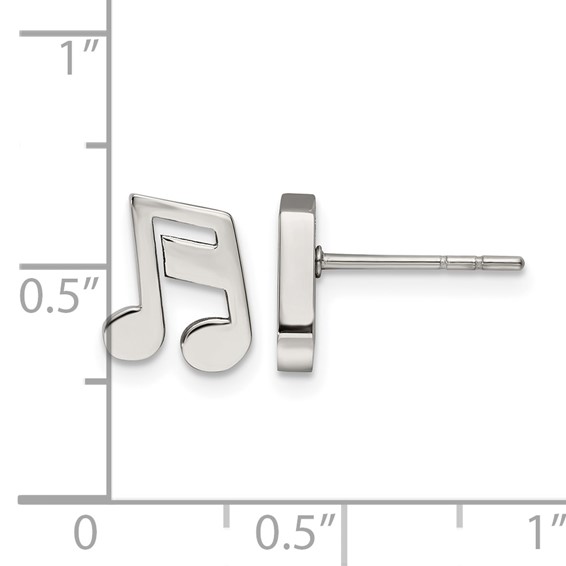 Chisel Stainless Steel Polished Music Note Post Earrings