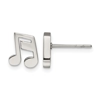 Chisel Stainless Steel Polished Music Note Post Earrings view 1
