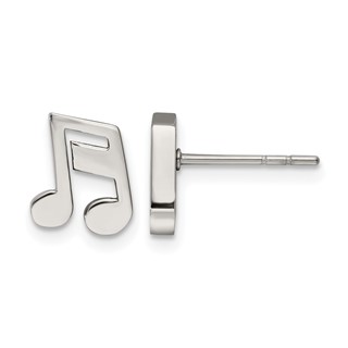 Chisel Stainless Steel Polished Music Note Post Earrings