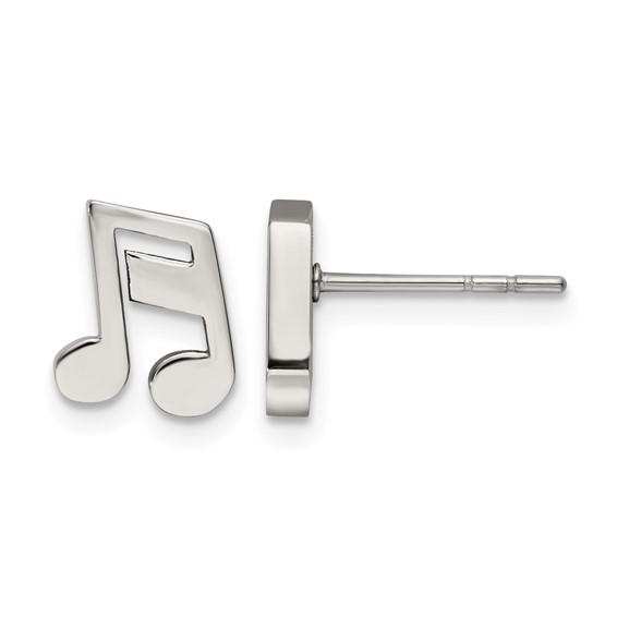 Chisel Stainless Steel Polished Music Note Post Earrings