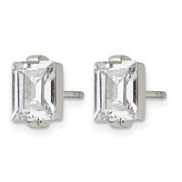 Chisel Stainless Steel Polished Rectangle CZ Post Earrings view 3