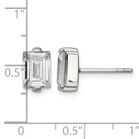 Chisel Stainless Steel Polished Rectangle CZ Post Earrings view 4