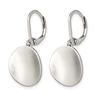 Chisel Stainless Steel Polished Curved Disk Dangle Leverback Earrings view 3