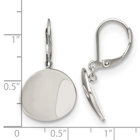 Chisel Stainless Steel Polished Curved Disk Dangle Leverback Earrings