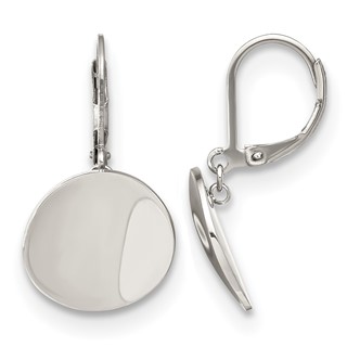 Chisel Stainless Steel Polished Curved Disk Dangle Leverback Earrings