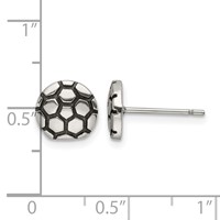 Chisel Stainless Steel Antiqued and Polished Soccer Ball Post Earrings view 4