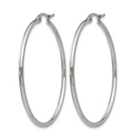 Chisel Stainless Steel Polished 37mm Diameter 2mm Hoop Earrings view 3