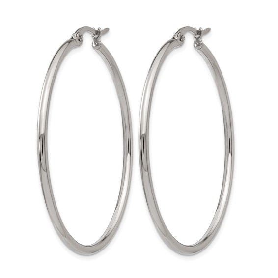 Chisel Stainless Steel Polished 37mm Diameter 2mm Hoop Earrings