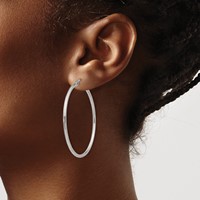 Chisel Stainless Steel Polished 37mm Diameter 2mm Hoop Earrings view 4