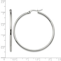 Chisel Stainless Steel Polished 37mm Diameter 2mm Hoop Earrings view 5