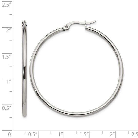Chisel Stainless Steel Polished 37mm Diameter 2mm Hoop Earrings