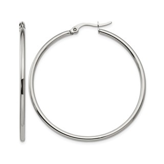 Chisel Stainless Steel Polished 37mm Diameter 2mm Hoop Earrings