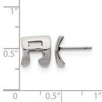 Stainless Steel Polished Music Note Post Earrings view 3