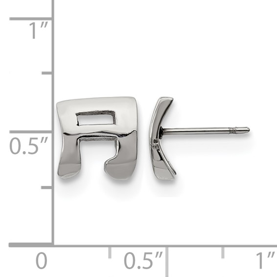 Stainless Steel Polished Music Note Post Earrings