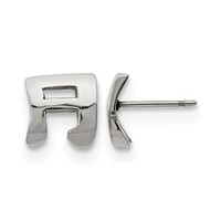 Stainless Steel Polished Music Note Post Earrings view 1