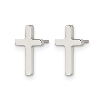 Chisel Stainless Steel Polished Cross Post Earrings view 3