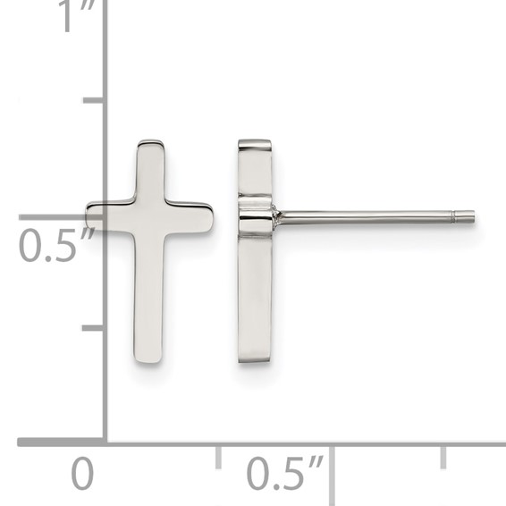 Chisel Stainless Steel Polished Cross Post Earrings