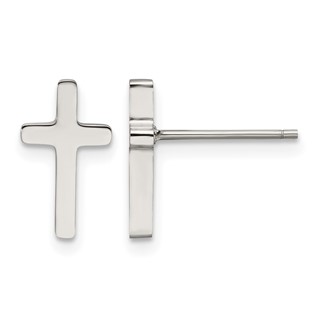 Chisel Stainless Steel Polished Cross Post Earrings