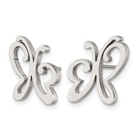 Chisel Stainless Steel Polished Butterfly Post Earrings view 3