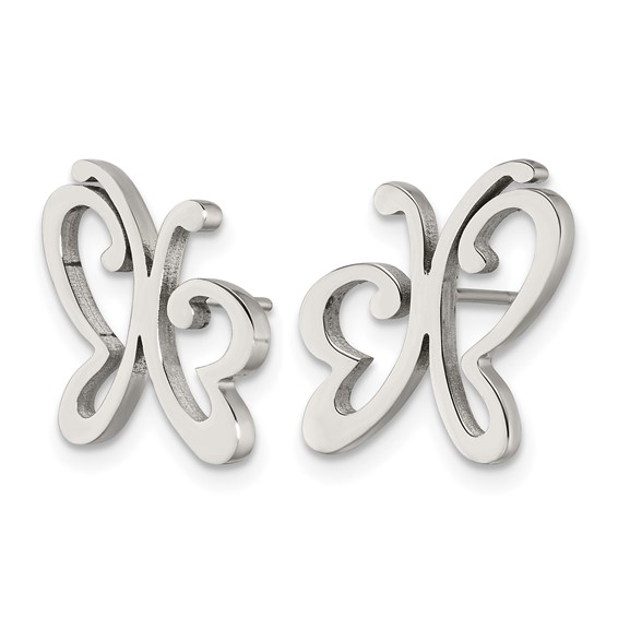 Chisel Stainless Steel Polished Butterfly Post Earrings