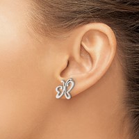Chisel Stainless Steel Polished Butterfly Post Earrings view 4
