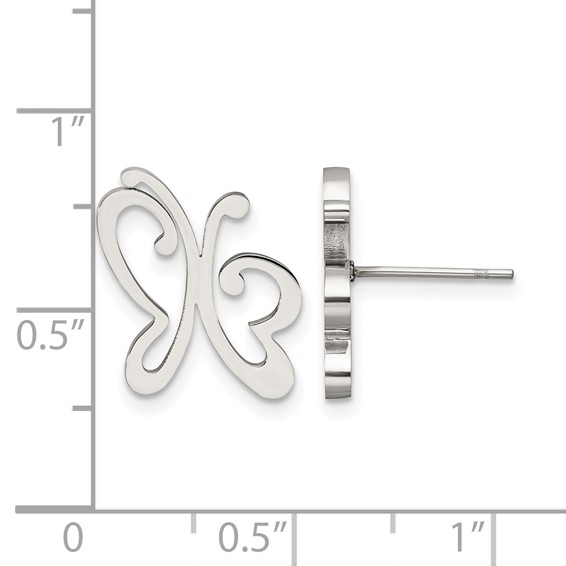 Chisel Stainless Steel Polished Butterfly Post Earrings