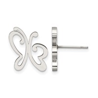 Chisel Stainless Steel Polished Butterfly Post Earrings view 1