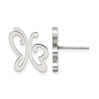 Chisel Stainless Steel Polished Butterfly Post Earrings