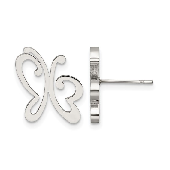 Chisel Stainless Steel Polished Butterfly Post Earrings