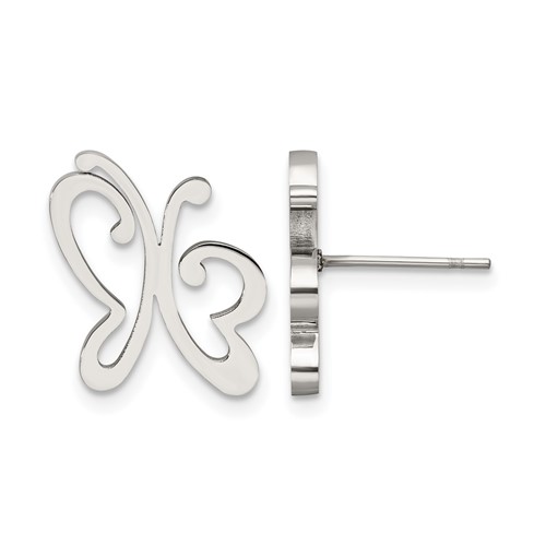 Chisel Stainless Steel Polished Butterfly Post Earrings