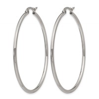 Chisel Stainless Steel Polished 48mm Diameter 2mm Hoop Earrings view 3