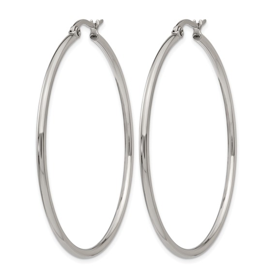 Chisel Stainless Steel Polished 48mm Diameter 2mm Hoop Earrings