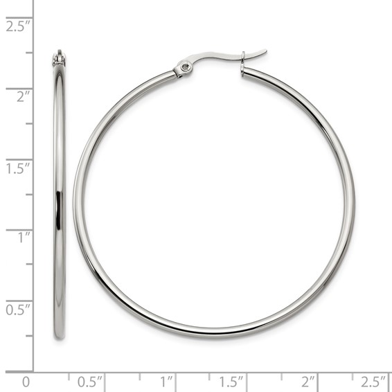 Chisel Stainless Steel Polished 48mm Diameter 2mm Hoop Earrings