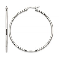 Chisel Stainless Steel Polished 48mm Diameter 2mm Hoop Earrings view 1