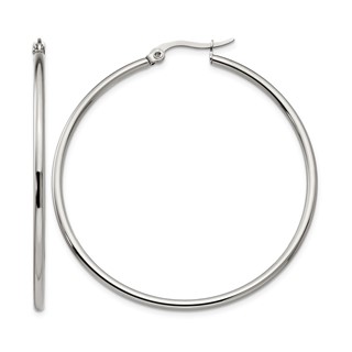 Chisel Stainless Steel Polished 48mm Diameter 2mm Hoop Earrings